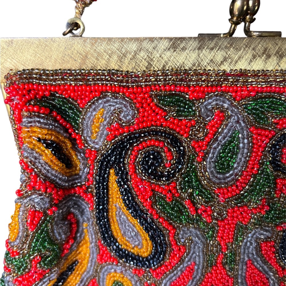 Vintage Paisley, all hand beaded purse - Picture 9 of 11